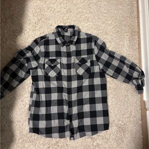 Men's Black and Gray Plaid Casual Shirt